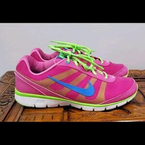 Nike Air Total Core Pink/Lime/White Cross-Trainers Women Shoes - Size 10 GUC